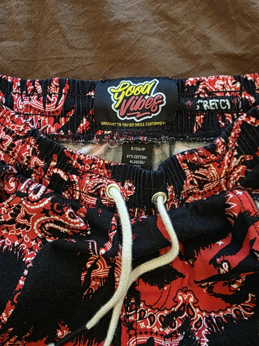 Men's Red & Black Print Cotton Shorts - Drawstring Waist